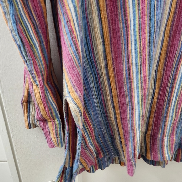 Colorful Striped SOFT SURROUNDINGS Tunic with Embroidered Details - Picture 3 of 5
